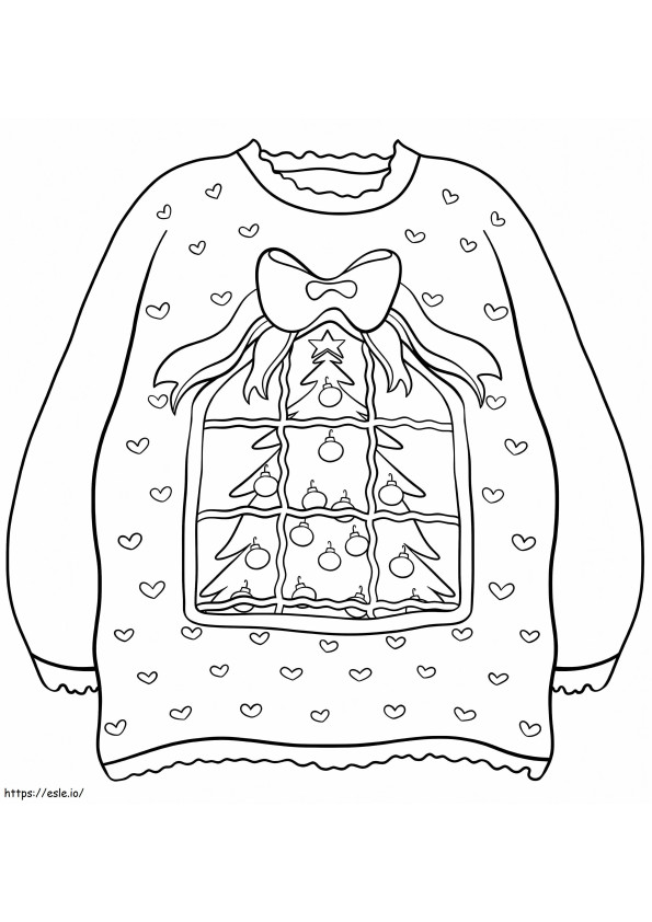 クリスマスツリー付きセーター ぬりえ - 塗り絵