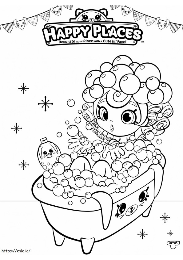 Coloriage Bubbleisha Shopkins prenant un bain à imprimer dessin
