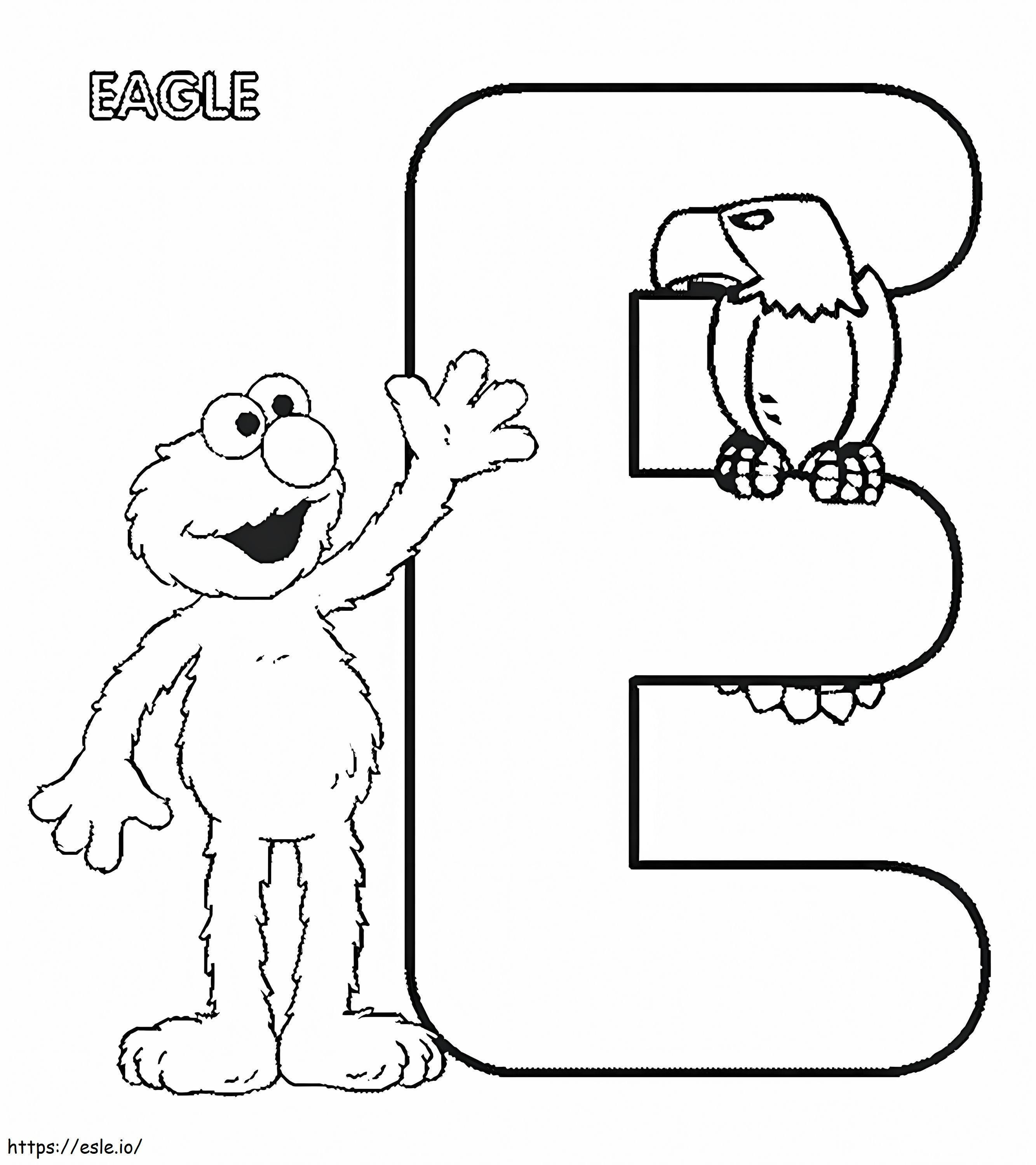 Coloriage E pour Elmo et Eagle à imprimer dessin