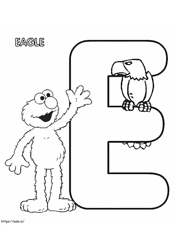 E For Elmo And Eagle coloring page