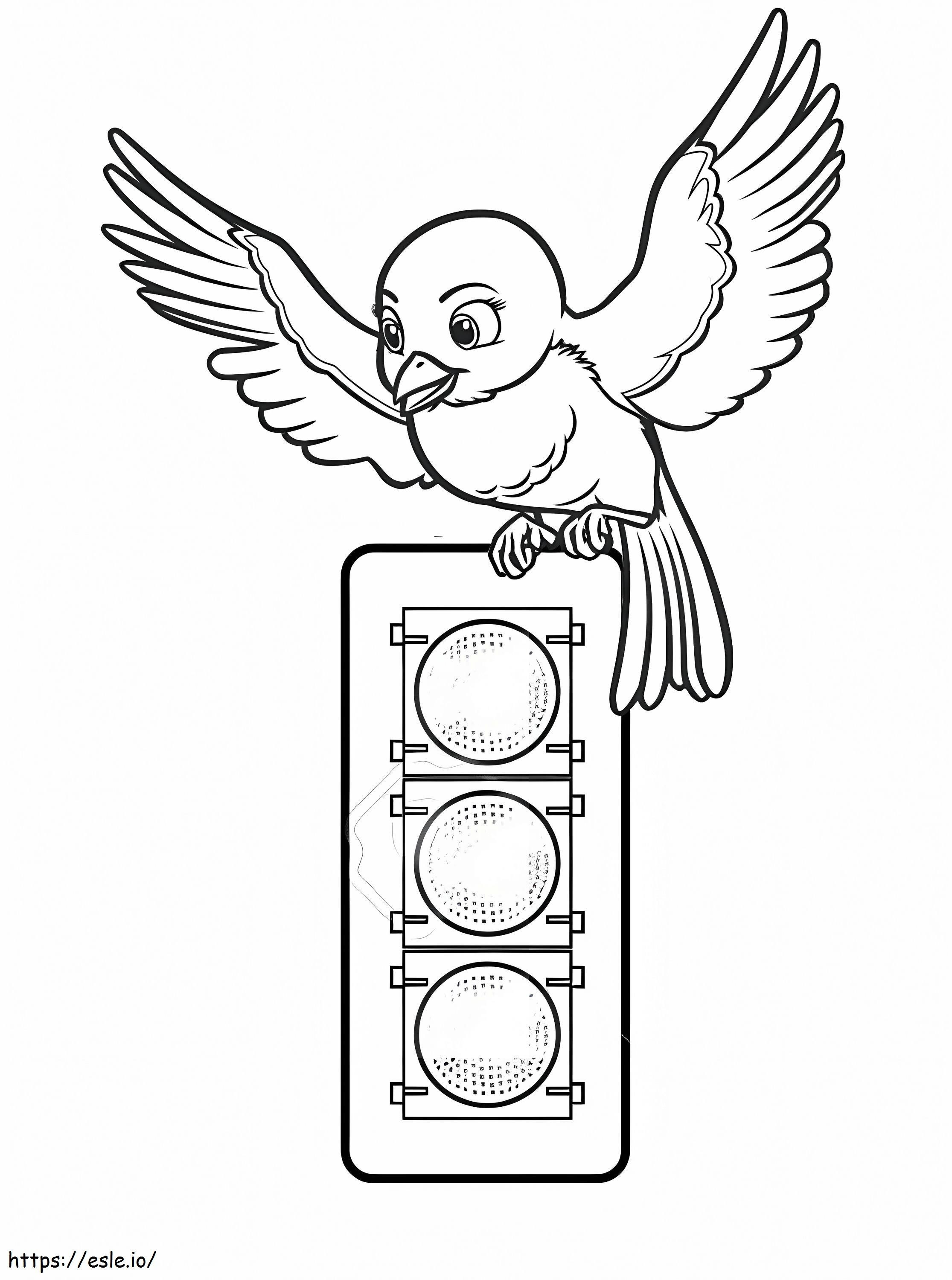 Bird At Traffic Light coloring page