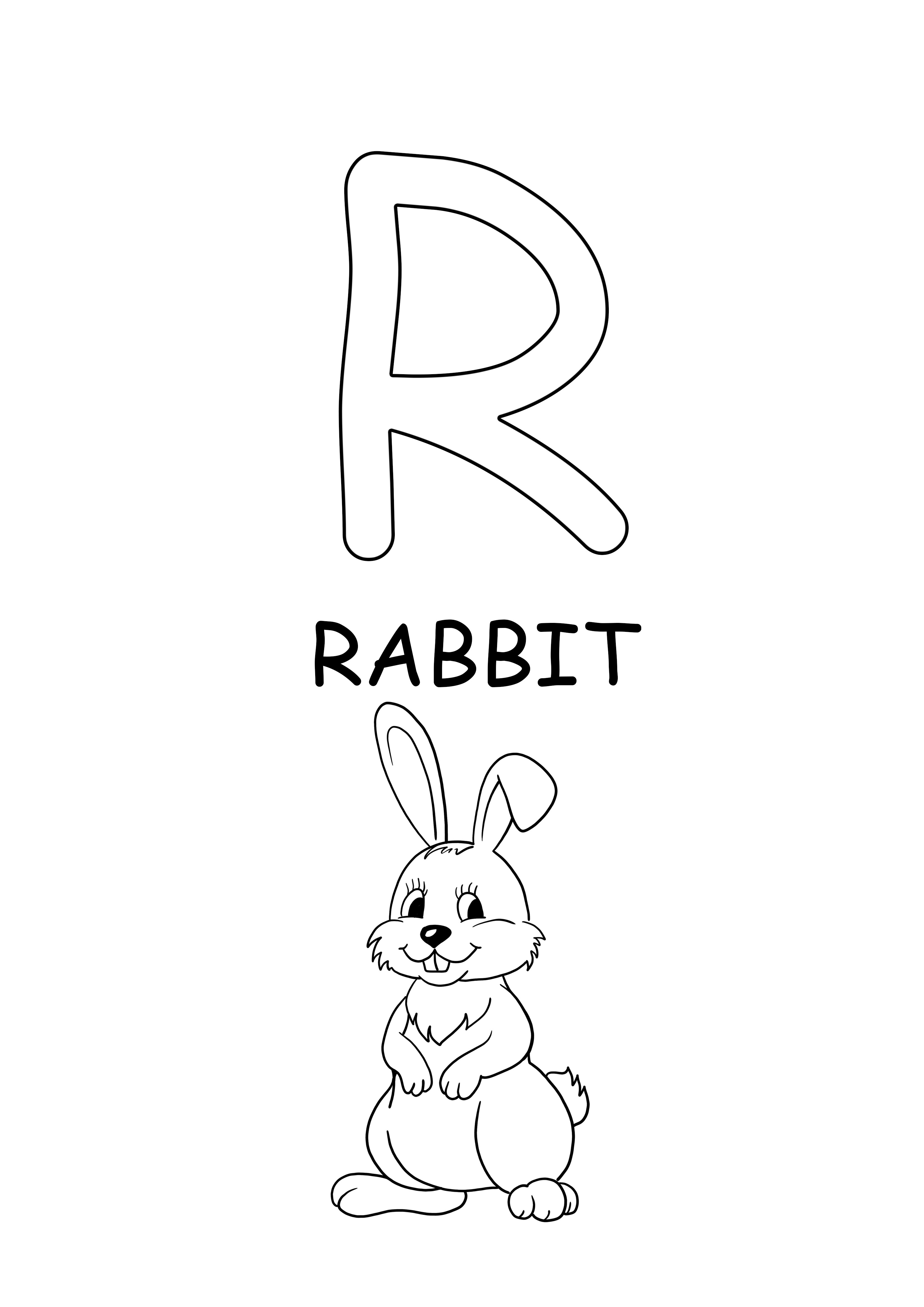 upper case word-rabbit coloring and free printable
