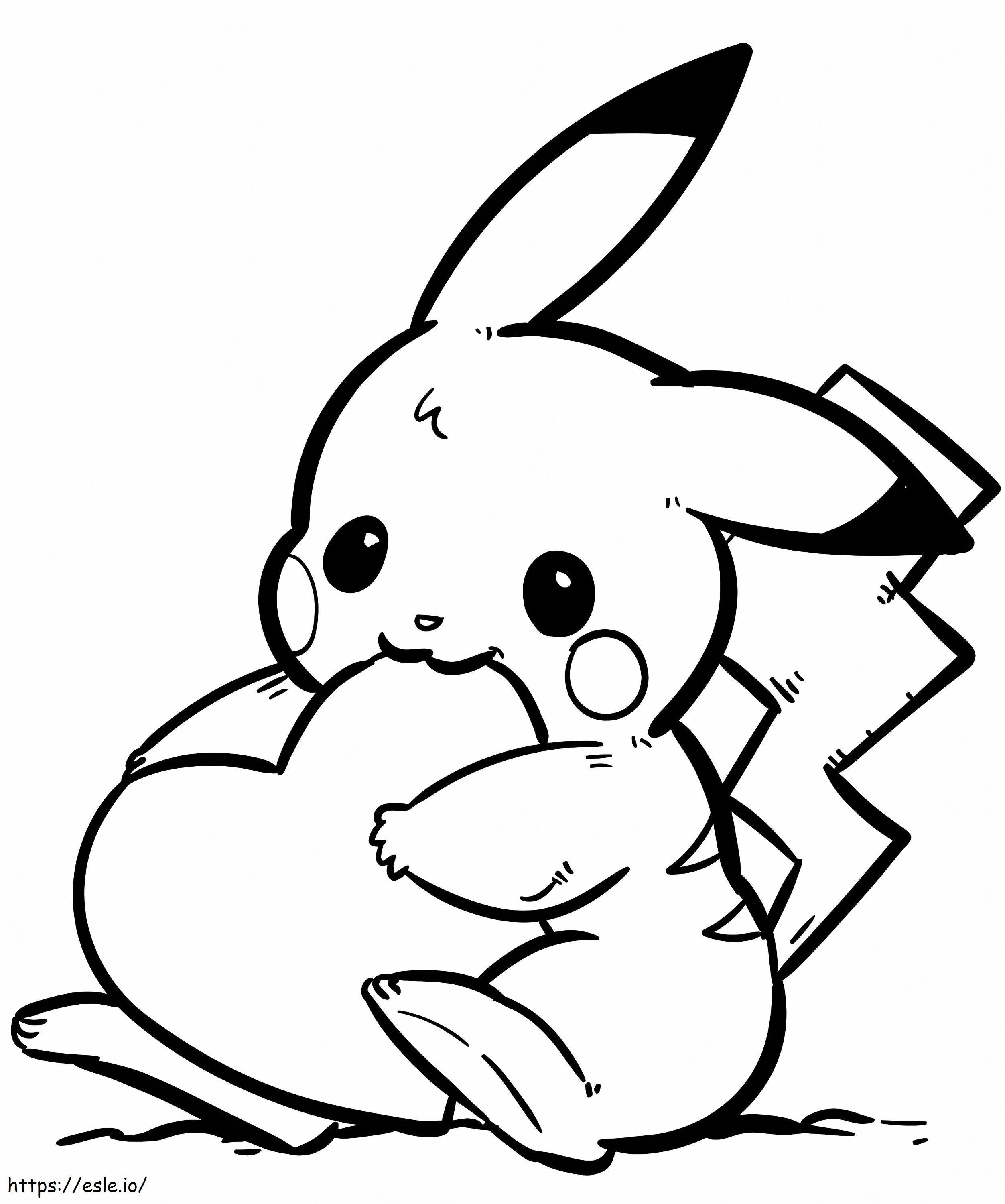 Pikachu cu formă de inimă de colorat