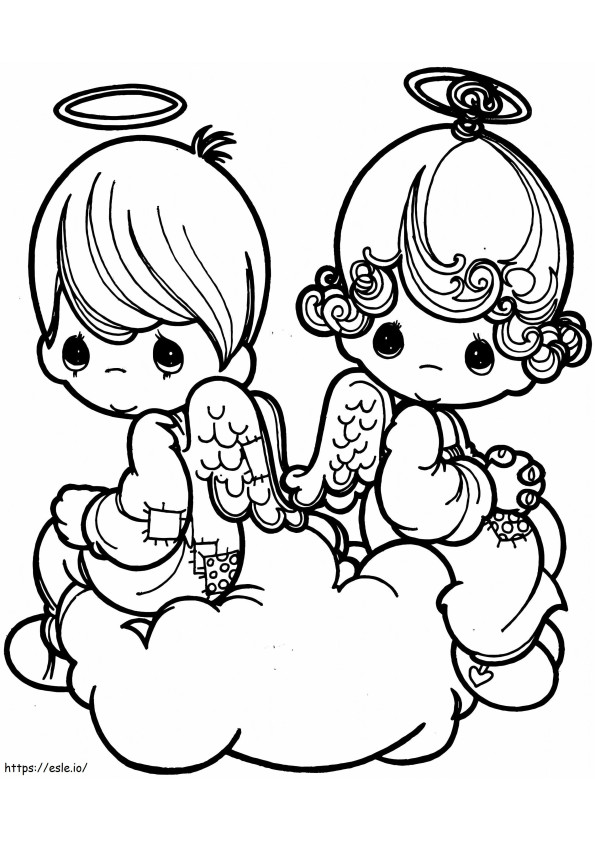 Fată și băiat Cupidon Șezut de colorat