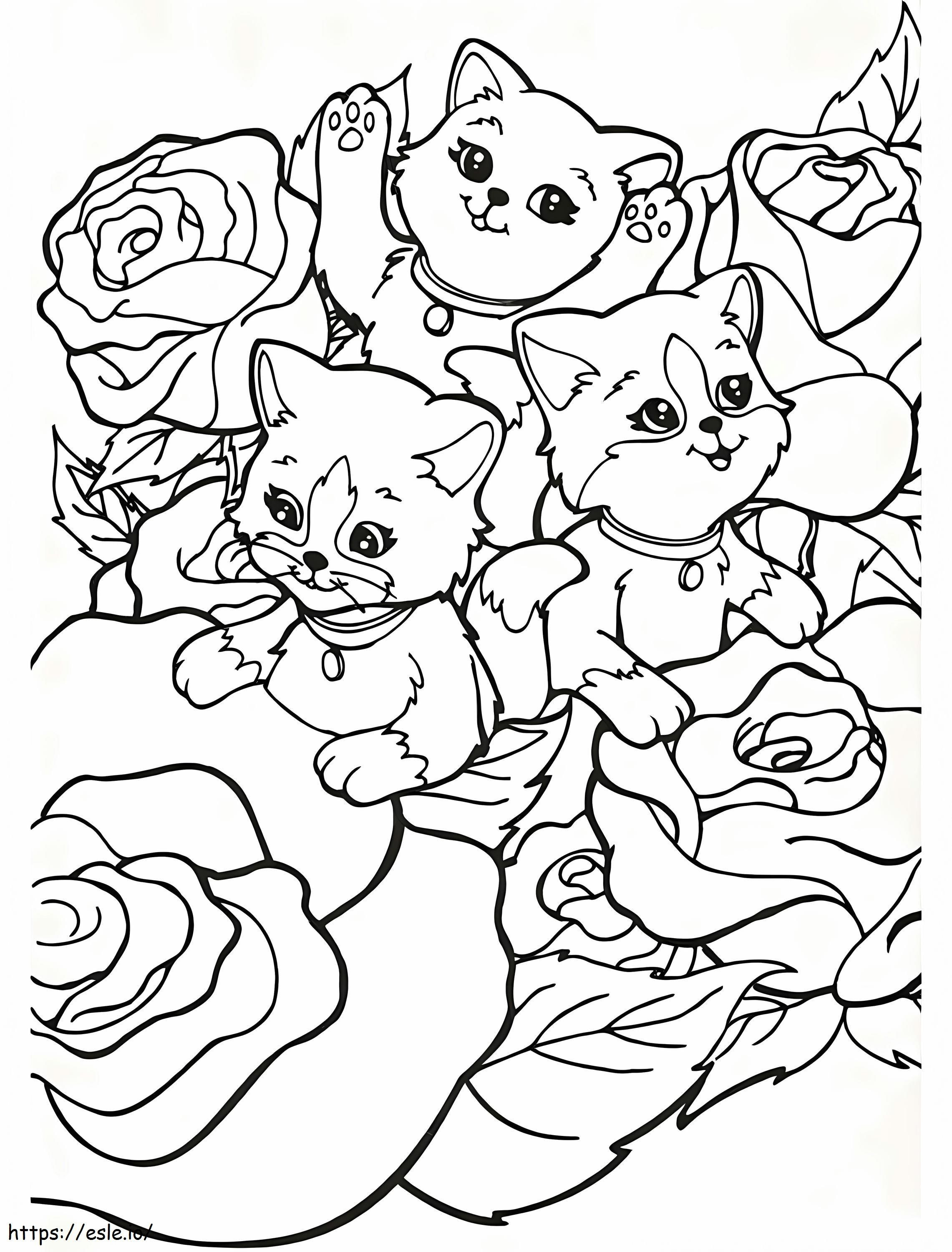  Gatos Lisa Frank A4 para colorir