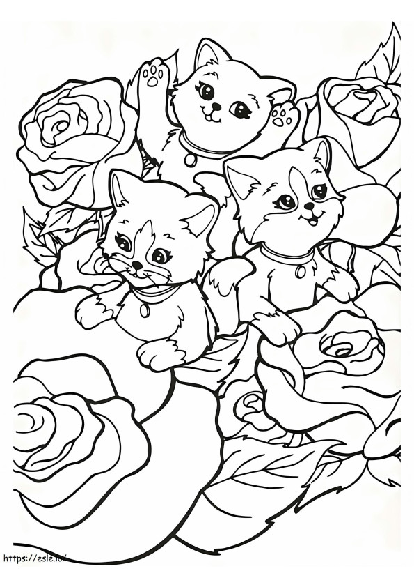 Cats Lisa Frank A4 coloring page