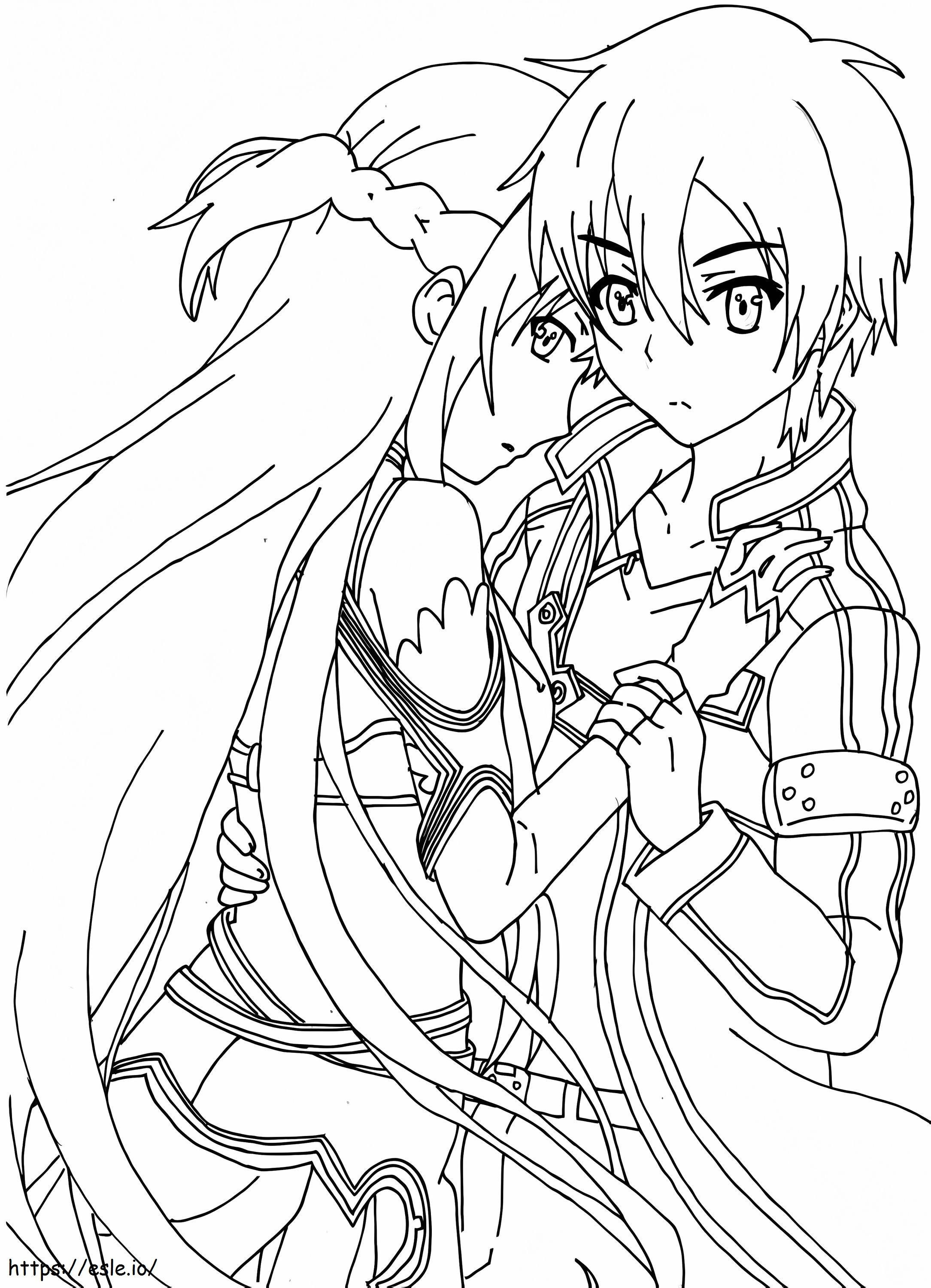 Iubesc Kirito și Asuna de colorat