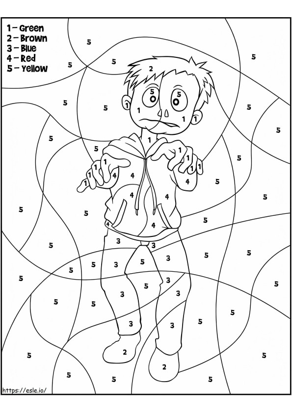 Zombie Coloring By Number coloring page