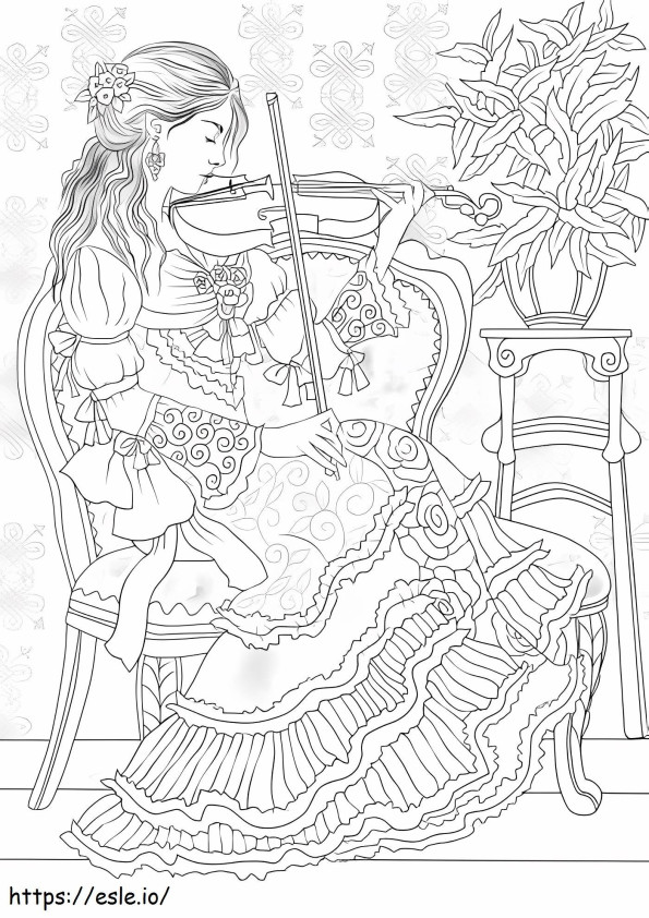 Beautiful Girl Playing The Violin coloring page