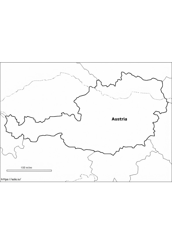 Itävallan kartta värityskuva