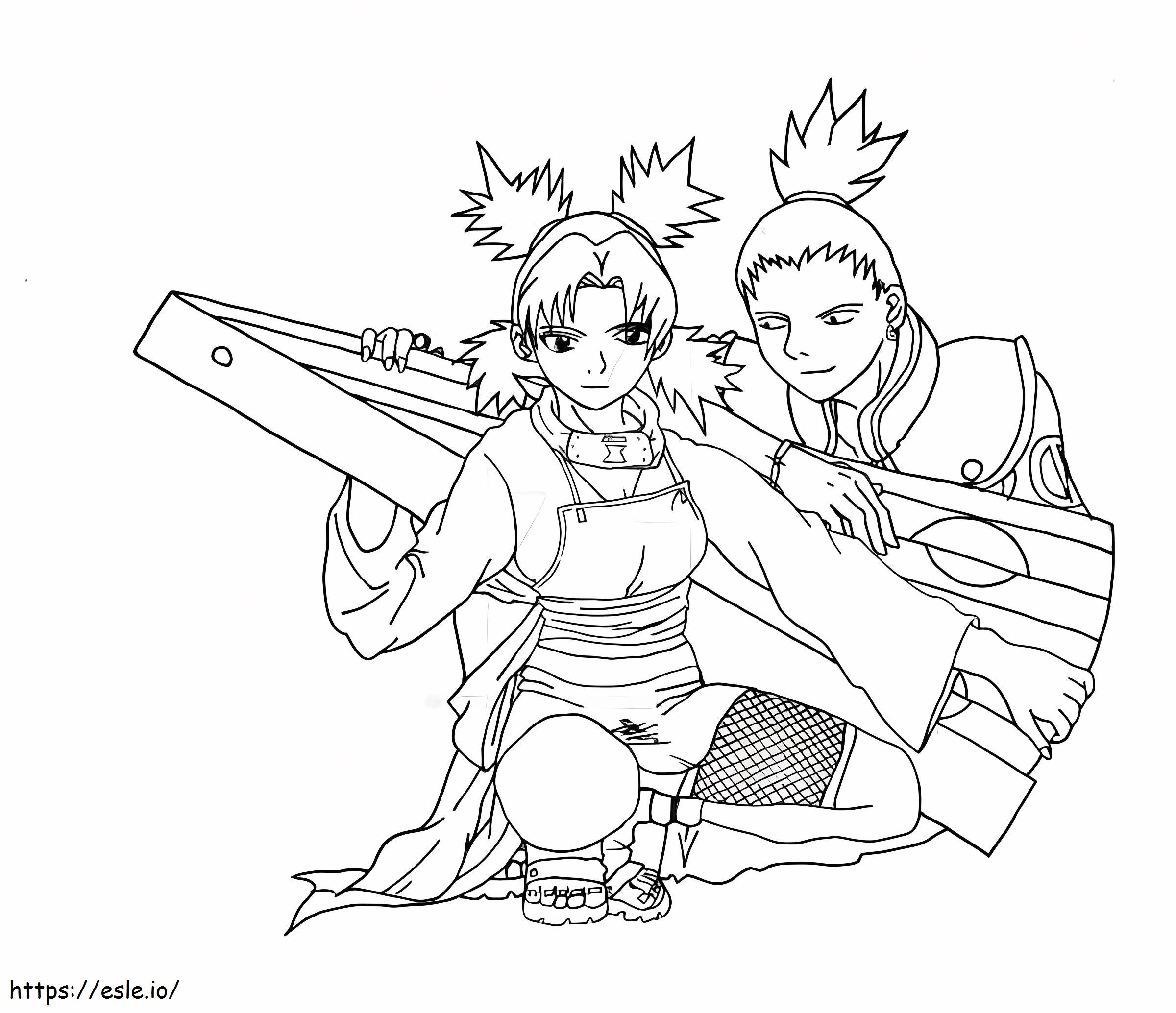 Desenhando Shikamaru e Temari para colorir
