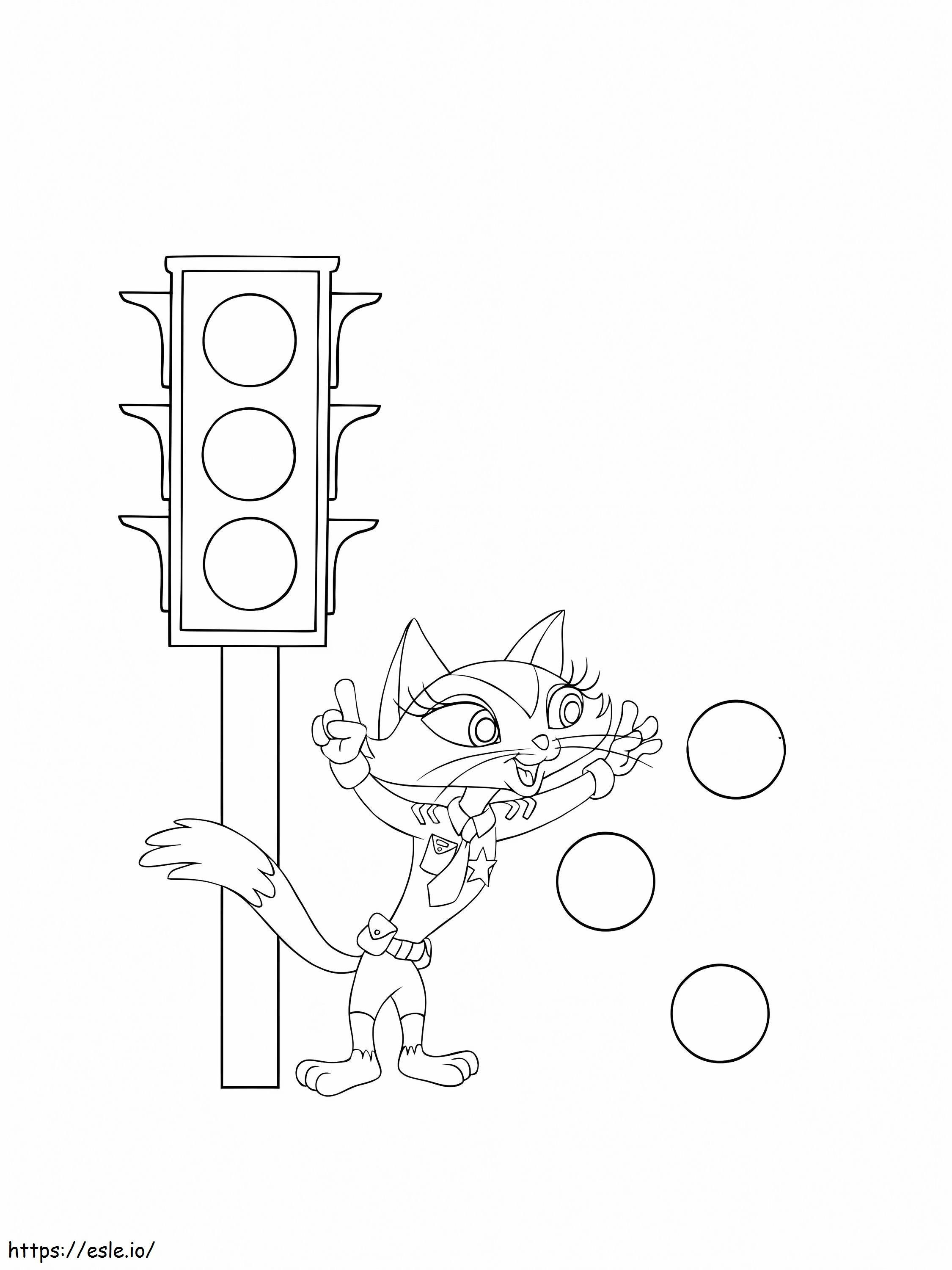 Rendőrségi macska és a közlekedési lámpa kifestő