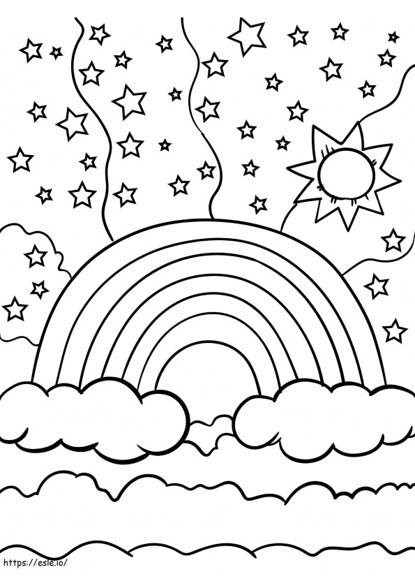 Arcobaleno con sole e stelle