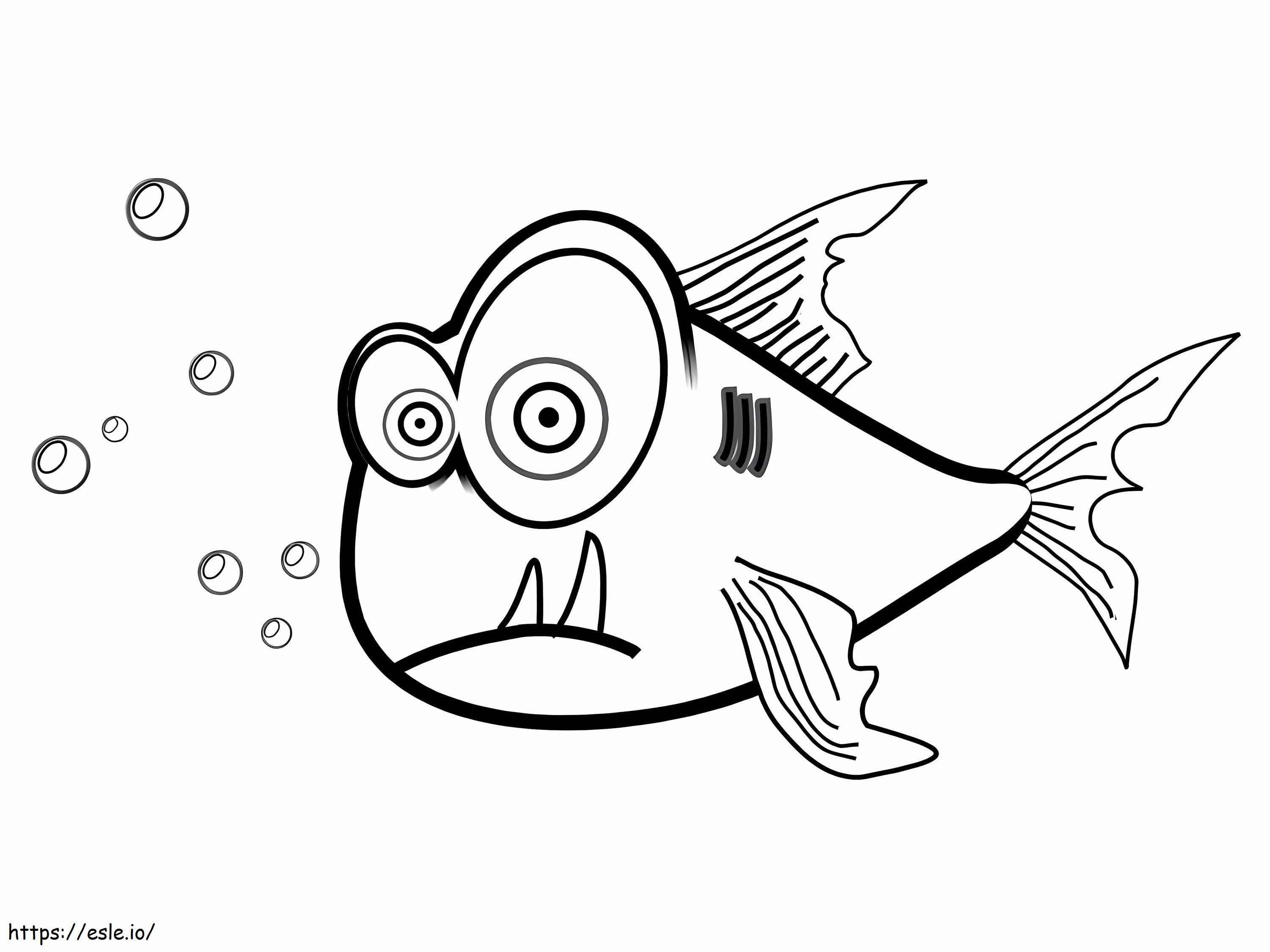 Funny Cartoon Piranha coloring page