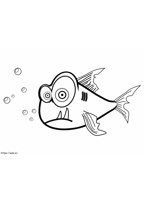Funny Cartoon Piranha coloring page