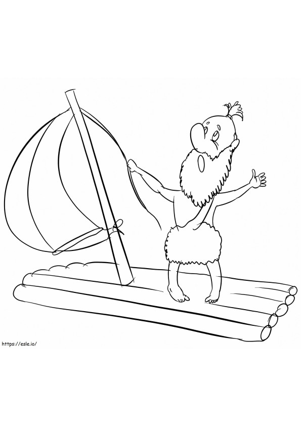 Old Man On A Raft coloring page