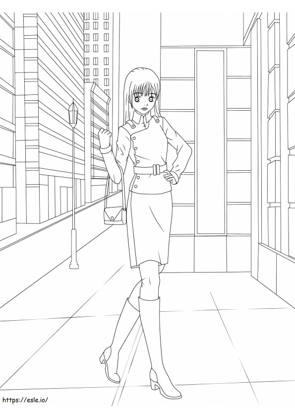 Modaya Uygun Anime Kızı boyama
