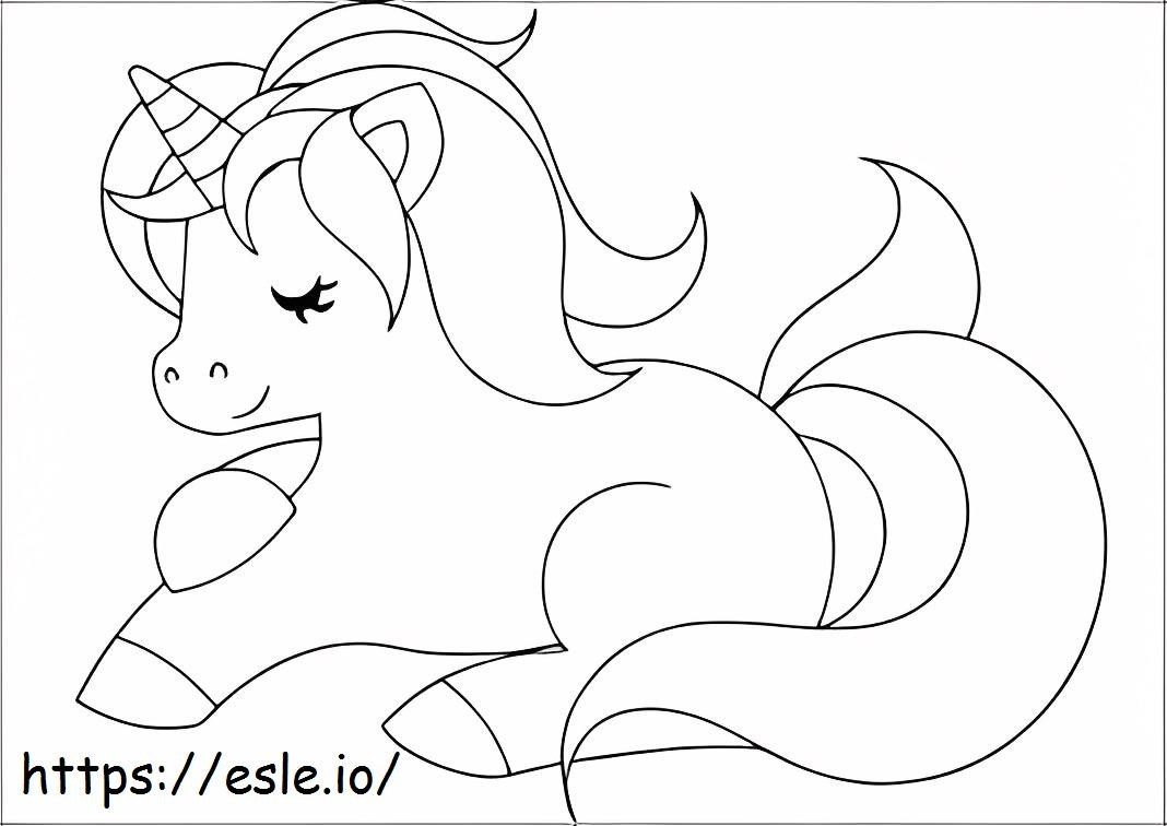 Easy Unicorn Lying Down coloring page