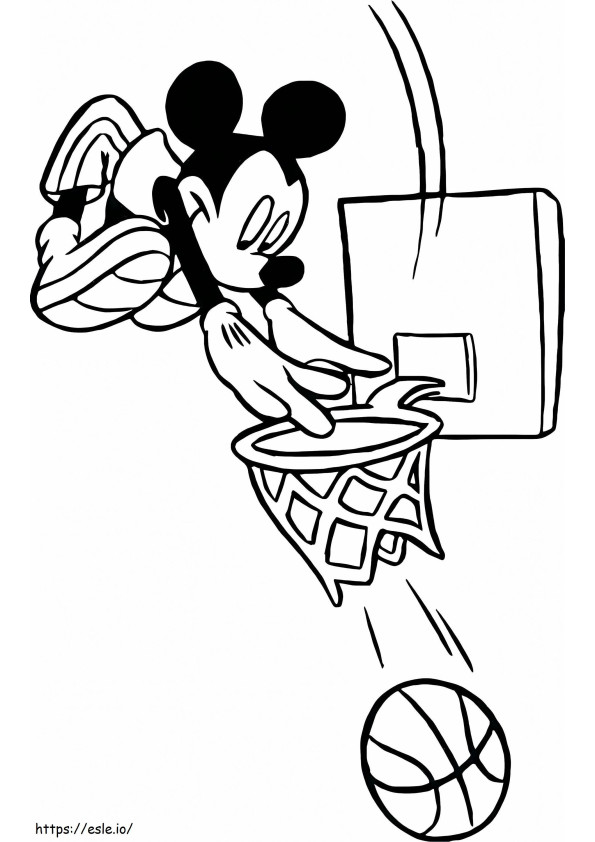  Mickey speelt basketbal A4 kleurplaat