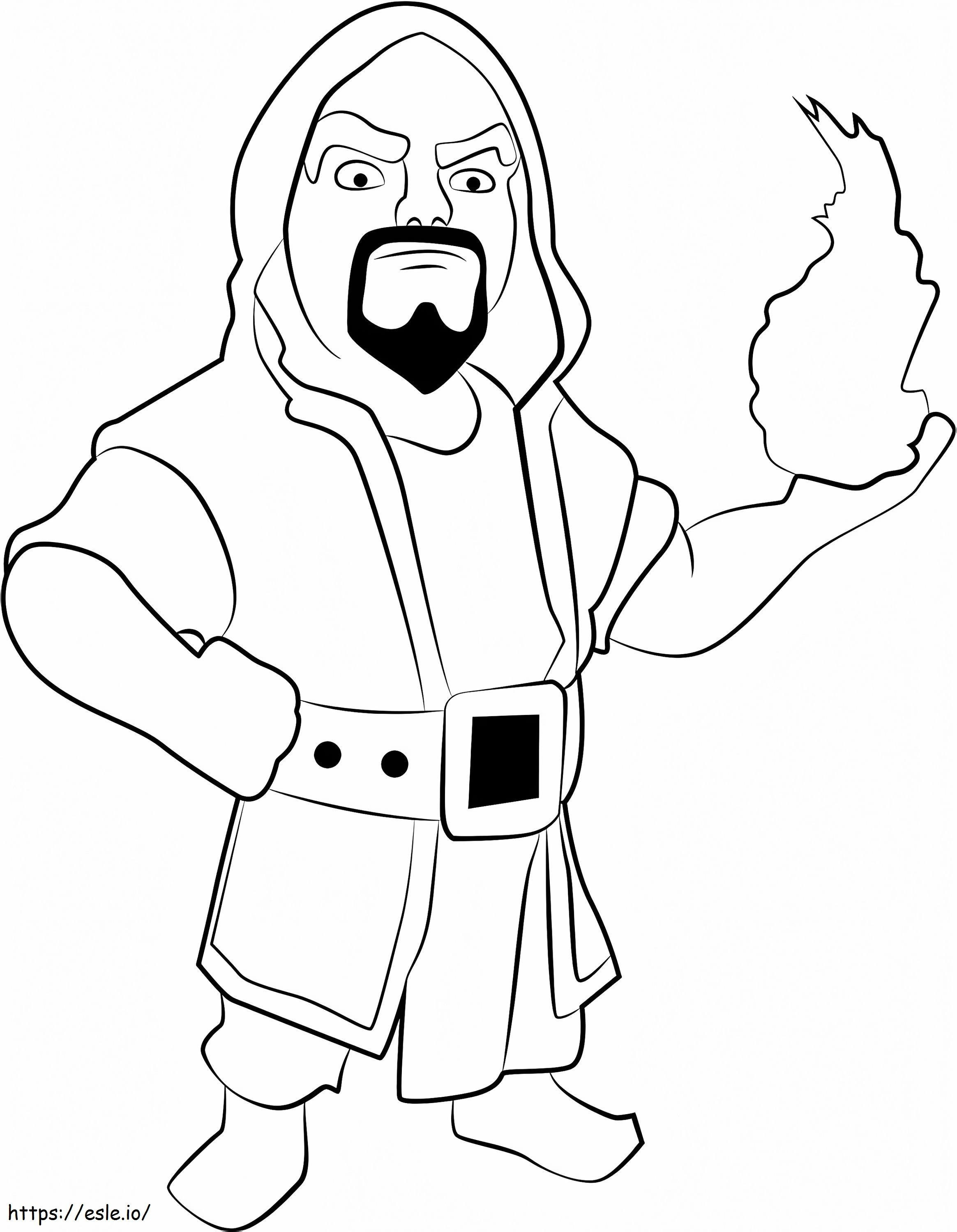 Wizard With Fire A4 coloring page
