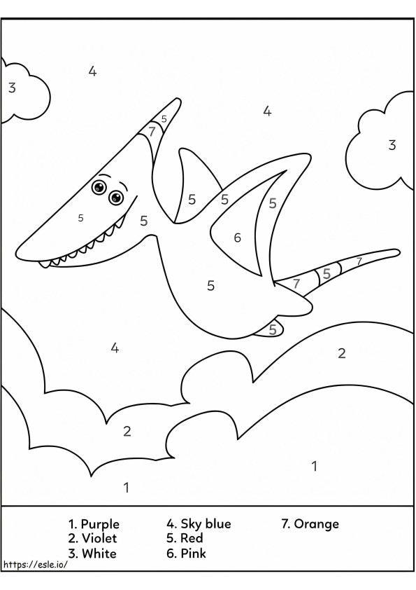 Flying Dinosaur Color By Number coloring page