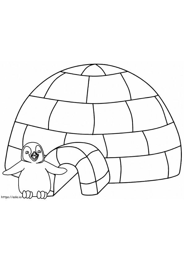 Penguin And Iglu coloring page