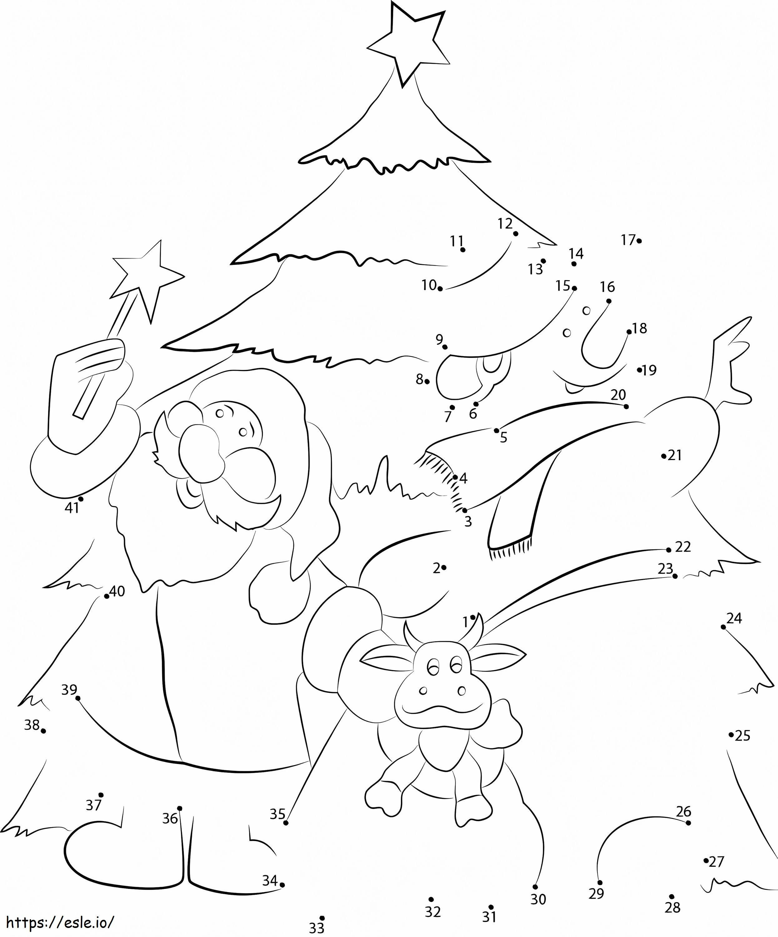 Santa Claus Xmas Dot To Dots coloring page
