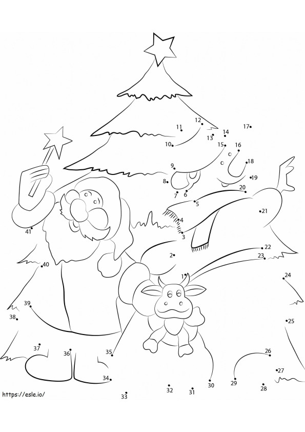 Santa Claus Xmas Dot To Dots coloring page