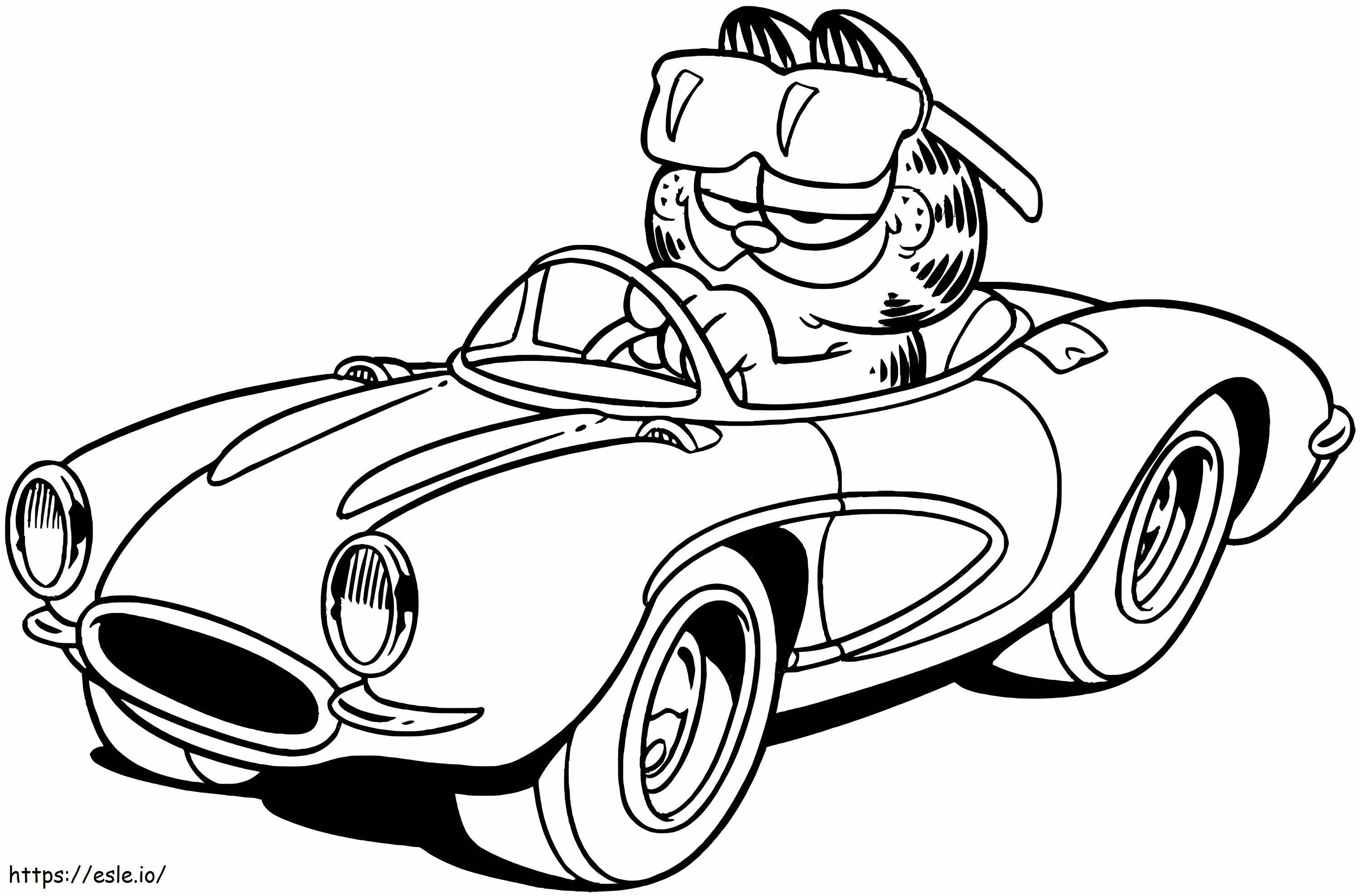 Coloriage Garfield dans la voiture à imprimer dessin