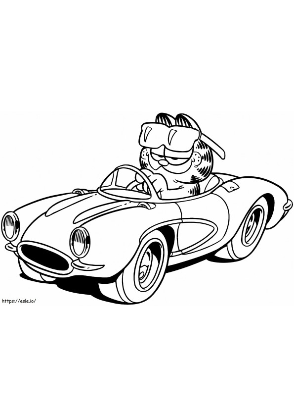 Garfield no carro para colorir