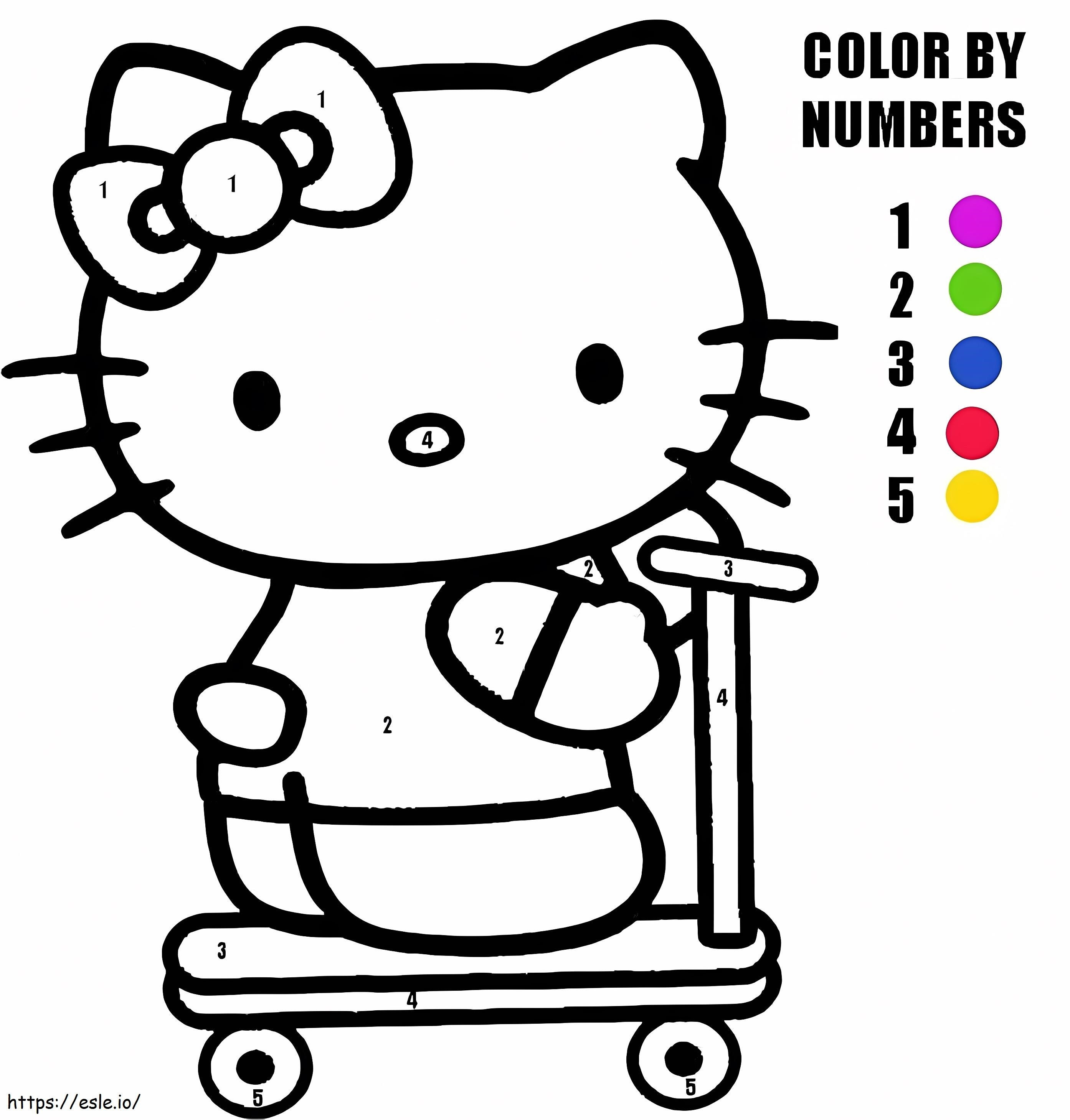 Hello Kitty fofa colorida por número para colorir