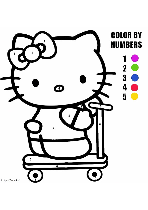 Carino Hello Kitty colore per numero da colorare