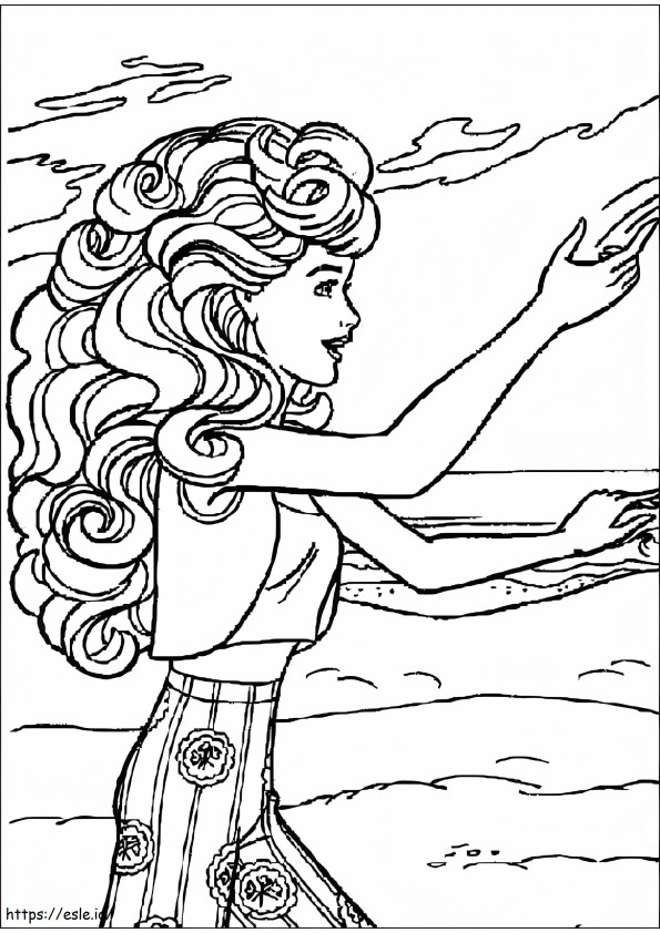 Barbie At Beach coloring page