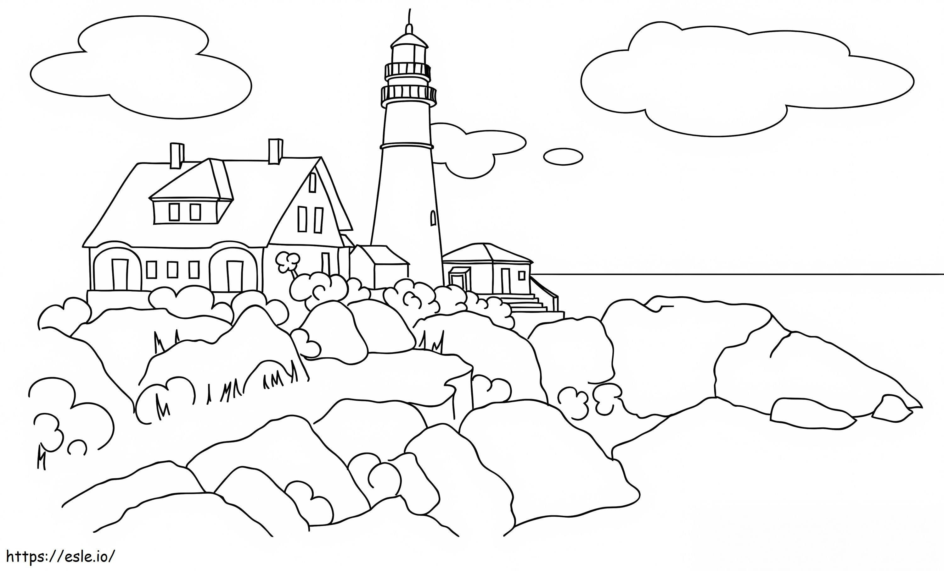 Deniz Feneri Manzarası boyama