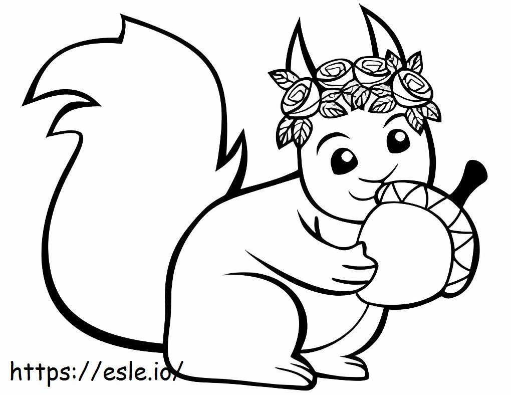 Cute Squirrel With An Acorn coloring page