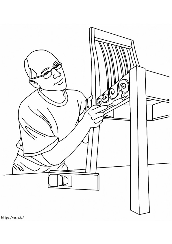 Coloriage Charpentier faisant la chaise à imprimer dessin