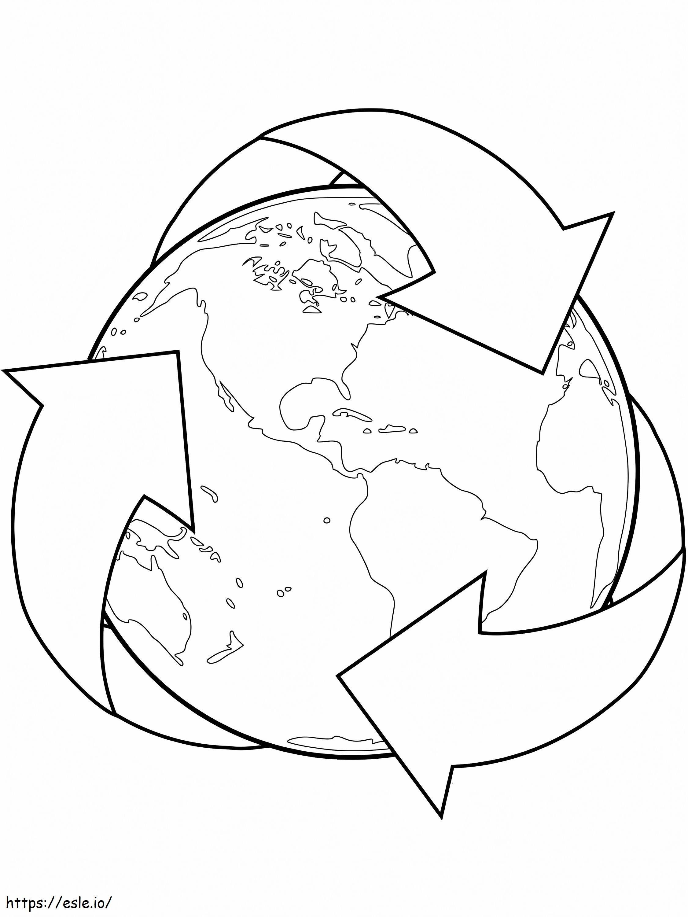 地球のリサイクル ぬりえ - 塗り絵