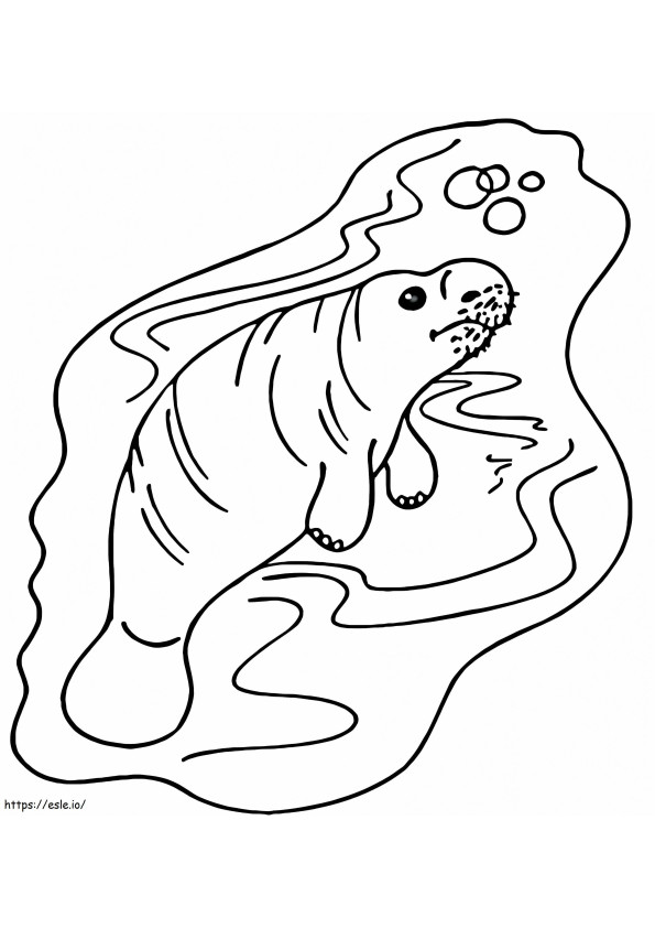 Coloriage Lamantin nageant à imprimer dessin