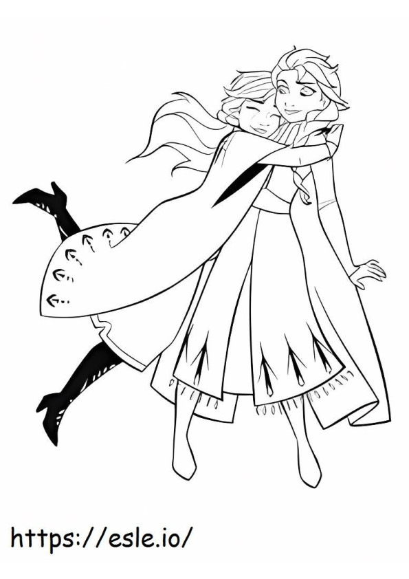 Anna Hugs Elsa coloring page