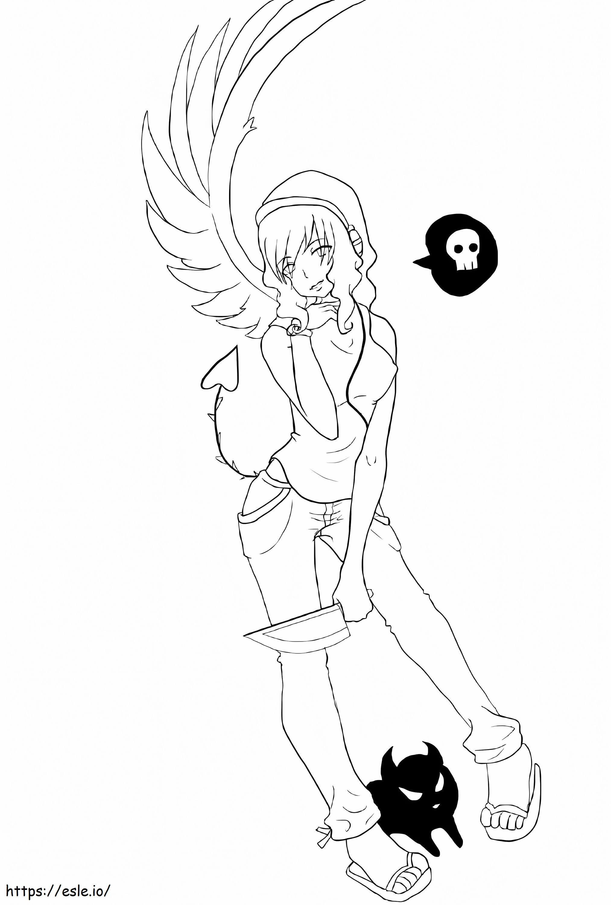 Anime Devil Girl coloring page