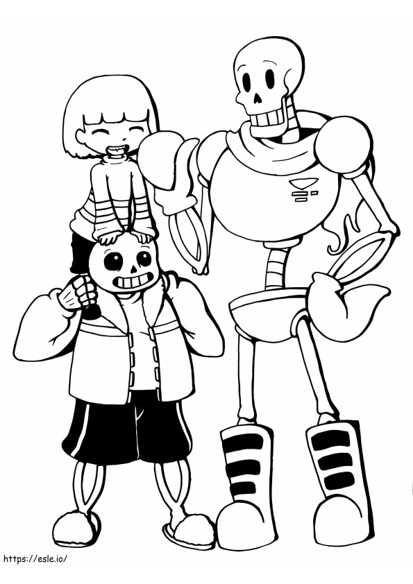 Frisk Papyrus And Sans coloring page