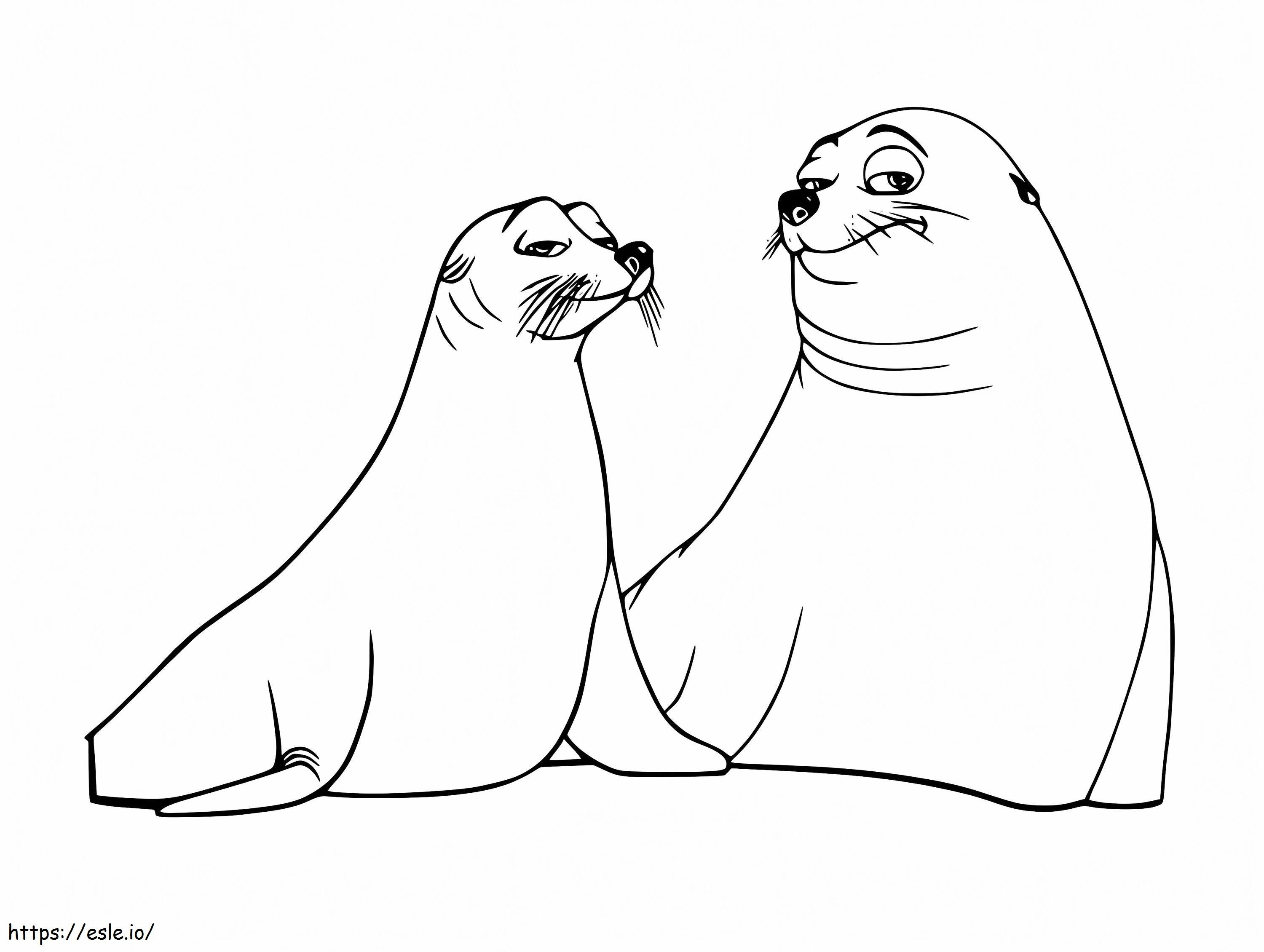 Cartoon Sea Lions coloring page