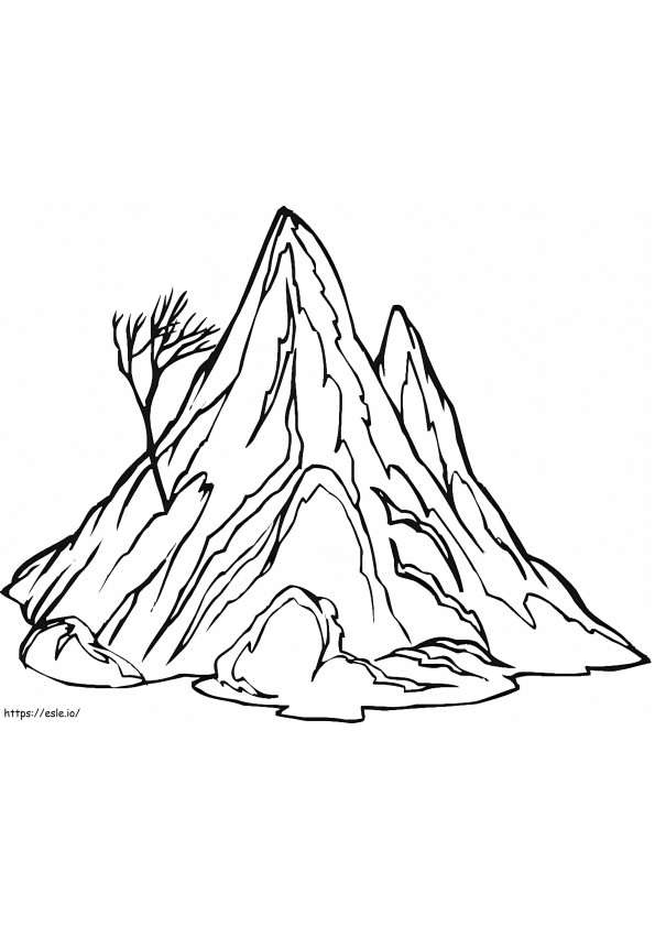 Yksinäinen vuori värityskuva
