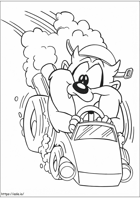 Baby Taz Driving A4 coloring page