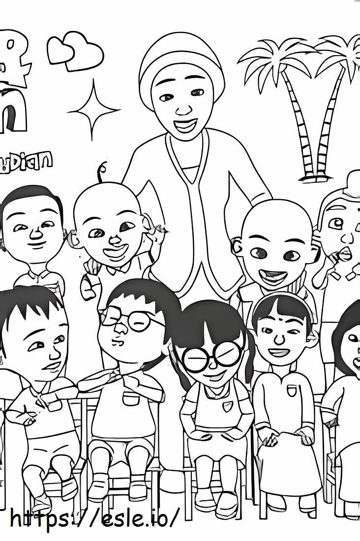 Class Of Upin And Ipin coloring page