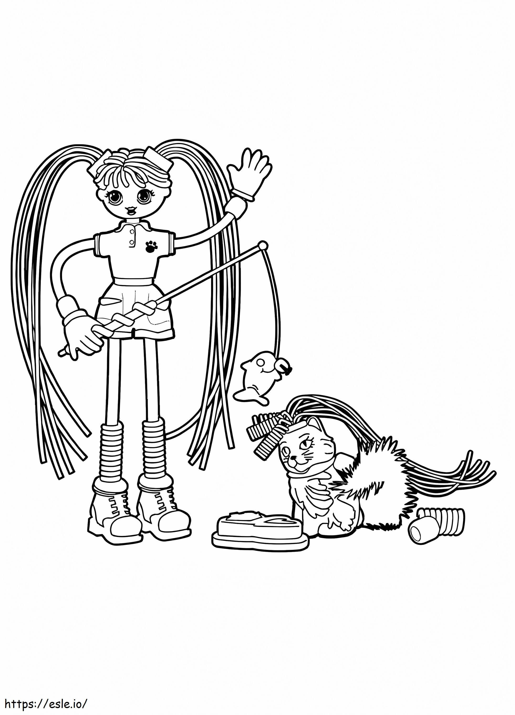 Coloriage Betty avec un chat à imprimer dessin