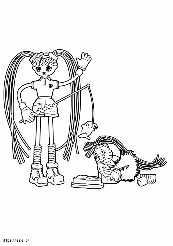 Coloriage Betty avec un chat à imprimer dessin