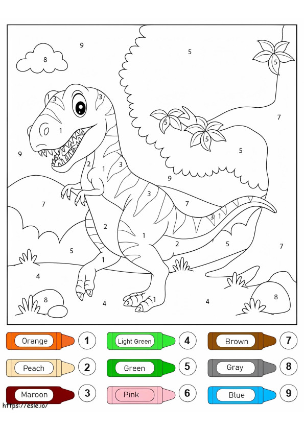 Cor do dinossauro T Rex por número para colorir
