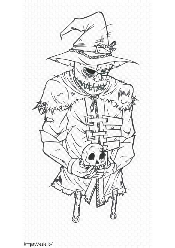 Scarecrow Holding Skull värityskuva
