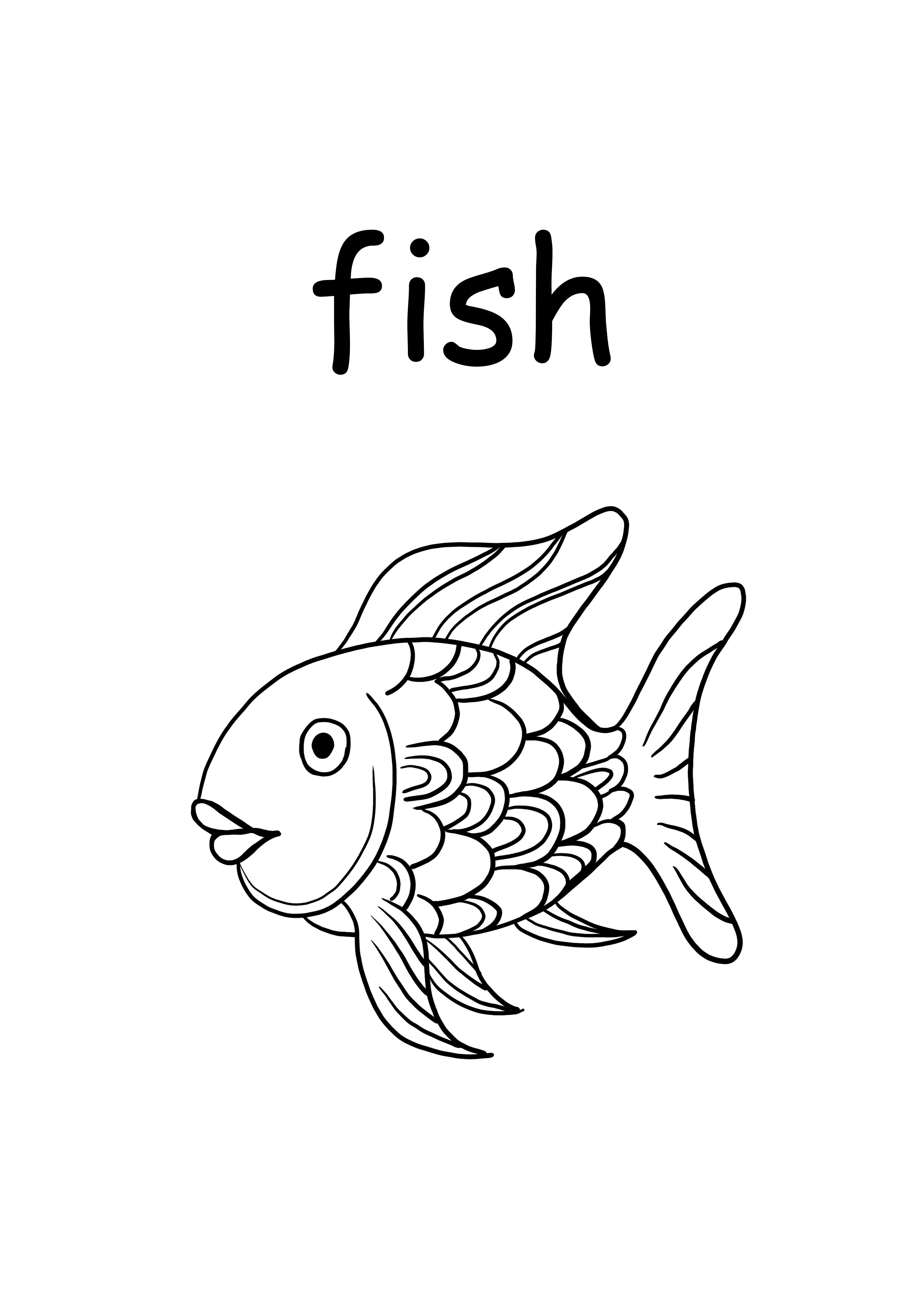 魚の小文字の単語を印刷して無料で色付けする場合はf